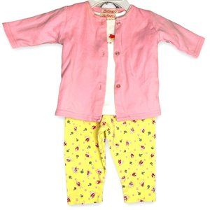 Zutano Baby Girl 3 Piece Set 0-3 Months Ladybugs Yellow Pink Vintage Y2K